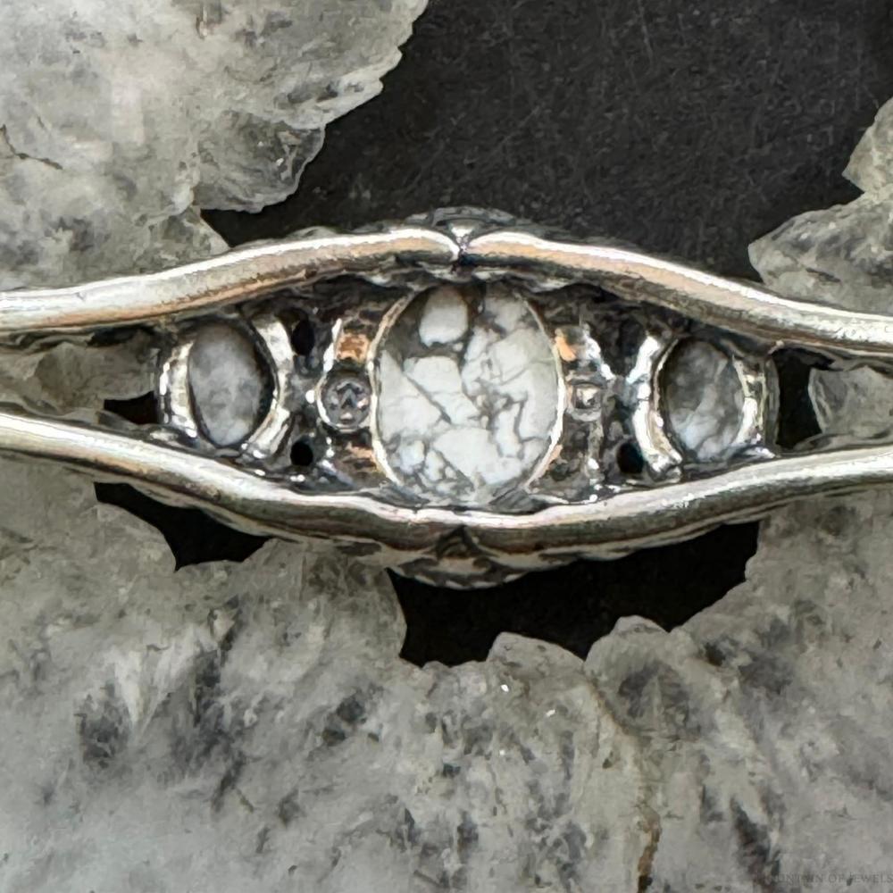 Carolyn Pollack Sterling Silver 3 Oval Howlite Decorated Bracelet For Women - Picture 7 of 10